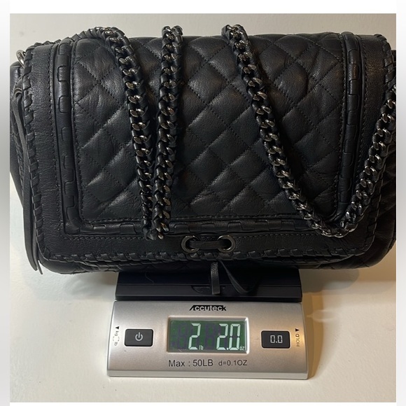 ZARA Quilted Leather W/Crossbody Chain Strap Black Chic City Bag RARE - Picture 14 of 16